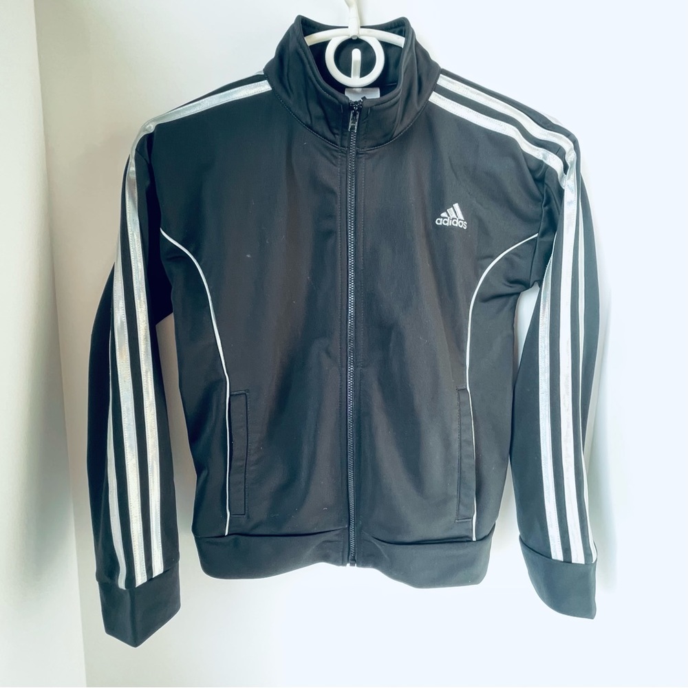 Adidas Girls' Zip-Front Essential 3-Stripe Jacket, Size 14